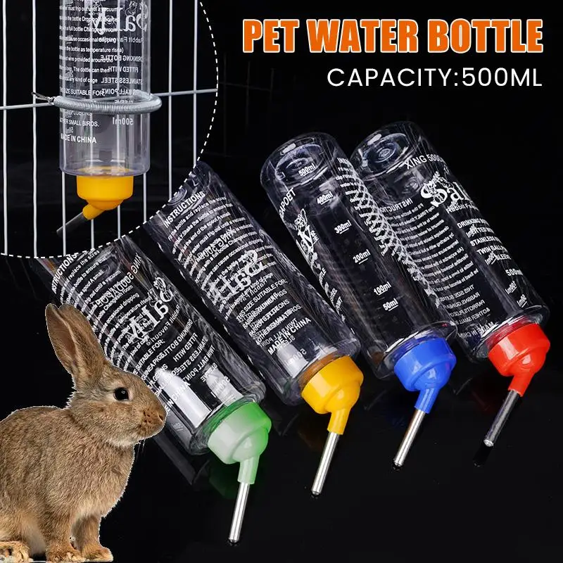 500Ml Rabbit Water Dispenser Hanging Water Bottle Ball Bearing Water Bottle Dispenser Hamster Feeder Hanging On The Pet Cage