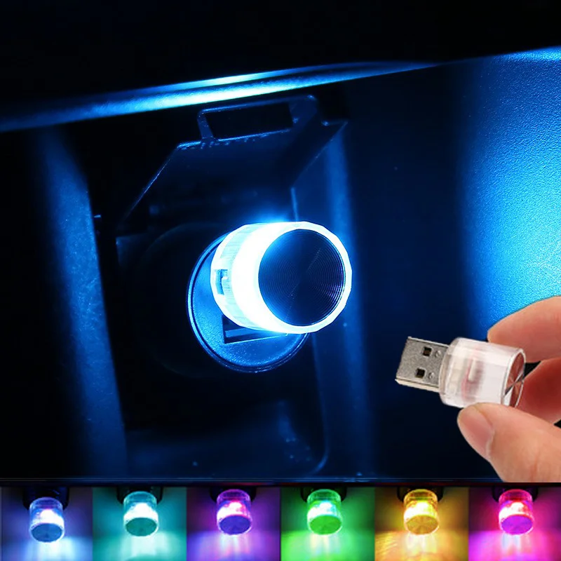 Colorful Car Mini LED Atmosphere Lights Portable Interior Night Light Plug Play Ambient Lamp for Home Auto Wireless Decor Bulb