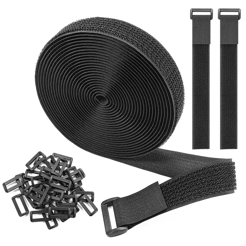 10/5M Reusable Nylon Fastening Cable Ties Hook Loop Adjustable Self-Adhesive Securing Strap With Buckle For Organizer Or Storage