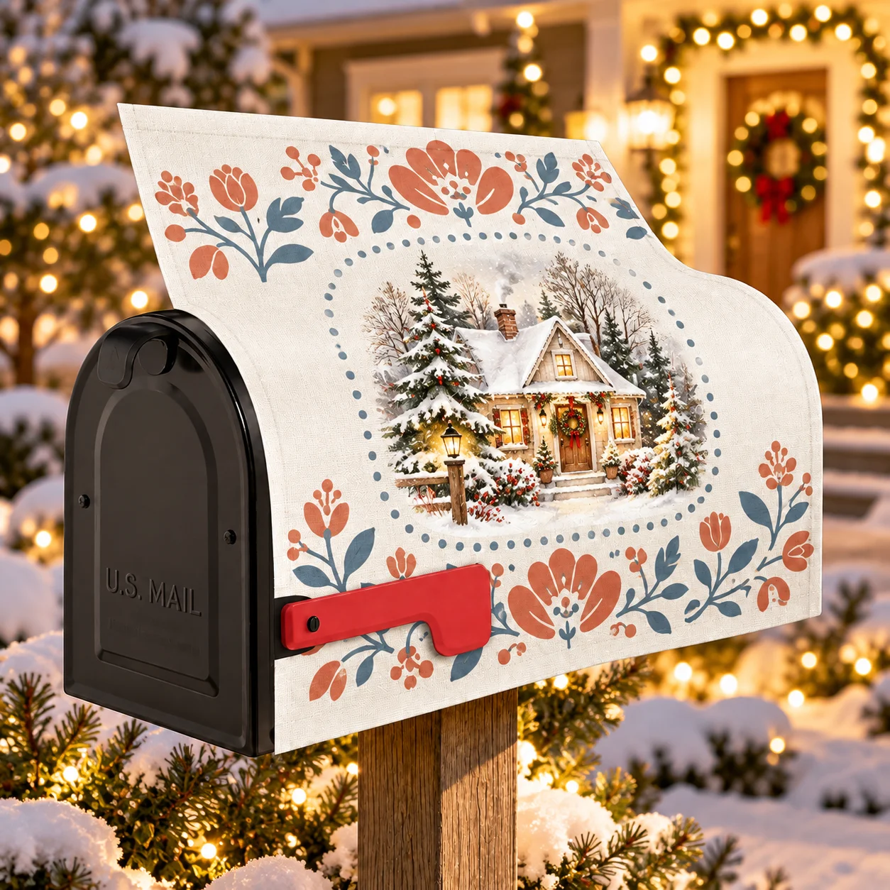 Custom Mailbox Cover Pattern Magnetic Mailbox Cover 600D PU‑Coated Oxford Fabric Water‑Resistant Mail Box Protective Wrap view 3