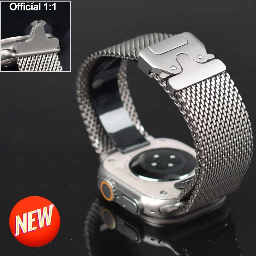 

Official Titanium Milanese Loop Band for Apple Watch Bands Ultra 2/Ultra 49mm 46mm 45mm 44mm 42mm Parachute-style Strap Bracelet