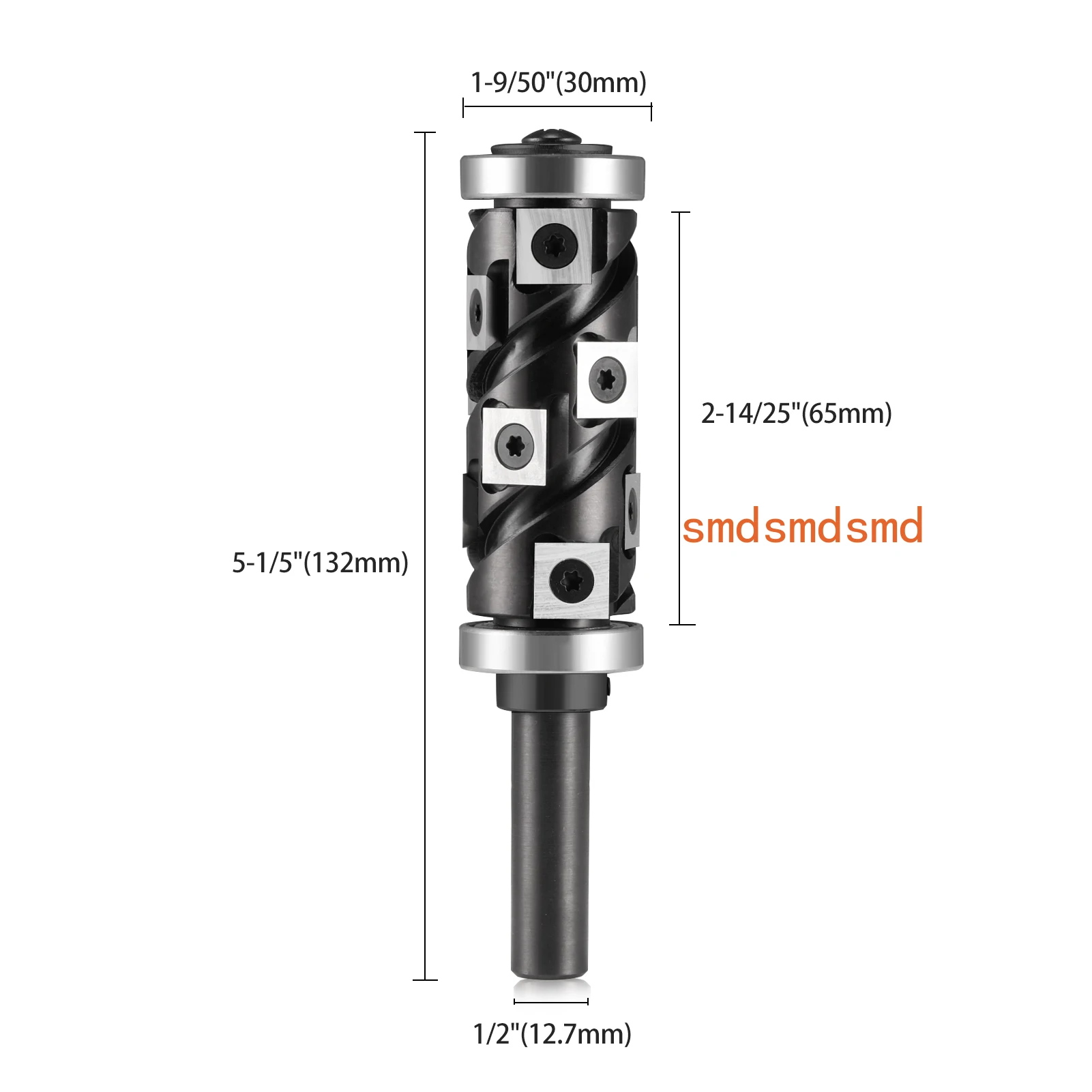 12mm 12.7mm Wood Flush Trimming Router Bit Cutting Diameter 65mm Insert Blades Milling Cutter for Woodworking End Mill