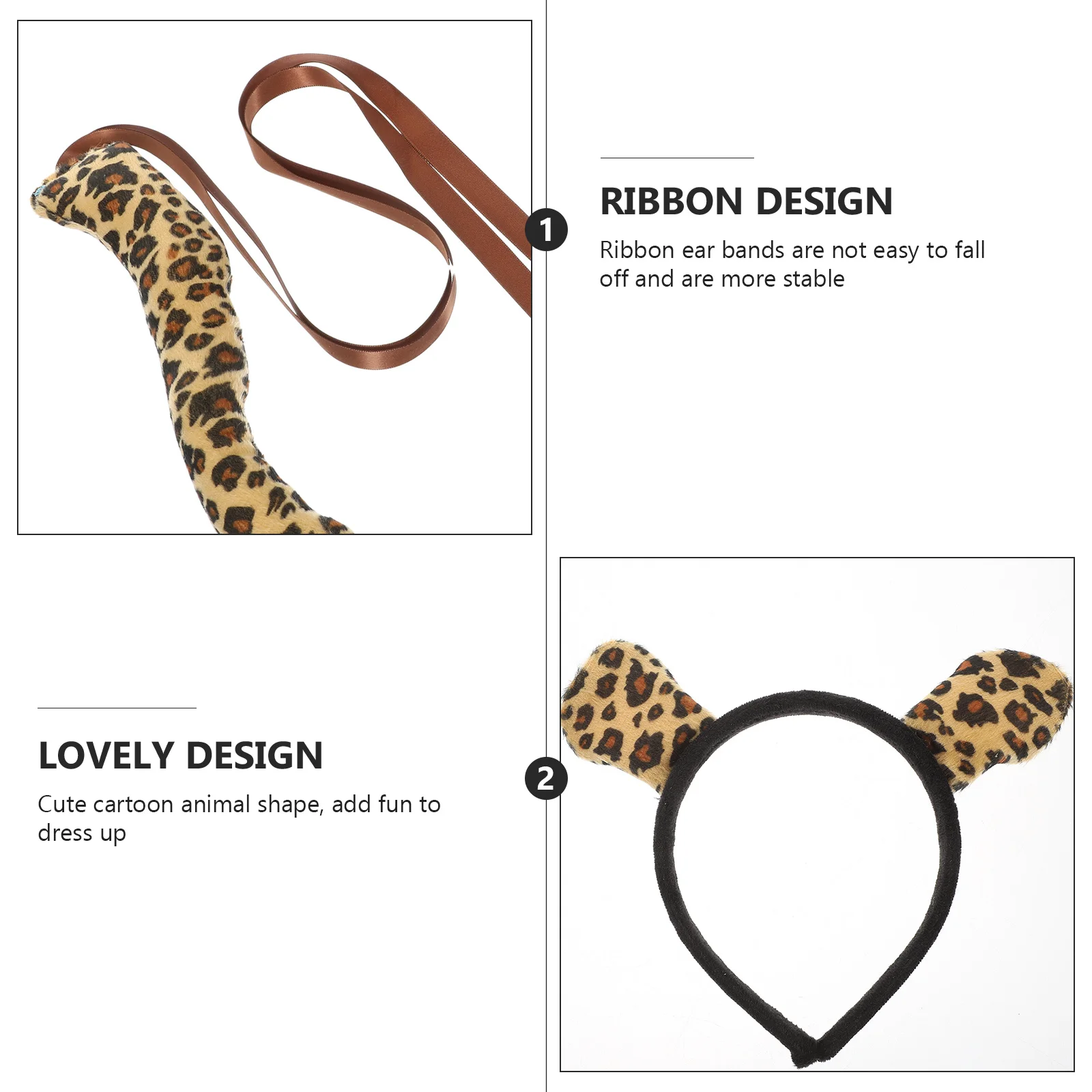 ヒョウの耳と尻尾セット 動物コスチューム コスプレアクセサリー 耐久性 長時間使用 精巧な仕上がり しっかりとした縫製 ギフト