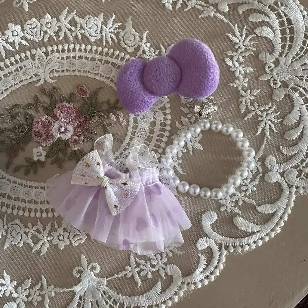 Mini vêtements de poupée en peluche de 17cm, accessoires de tenue pour corée Kpop Exo Labubu idole V2, robe de princesse avec nœud, vêtements cadeau