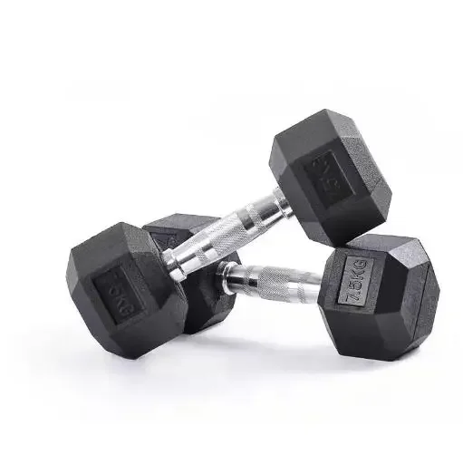 1kg-30kg Strength Training Fitness Equipment Hexagonal Black Chrome Coated Dumbbells, Coated Hexagonal Dumbbells