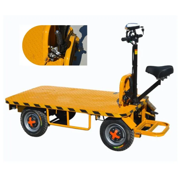 Nice China Logistics Electric Flat Car/electric Trolley Electric Flat Trolley With Seat for Cargo Carrier  Transport Flatbed