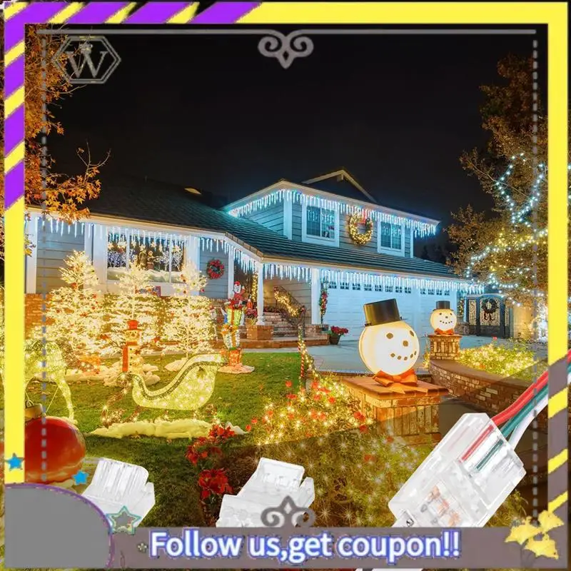 AU33-40 Pcs Solderless LED Light Strip Connectors Clear Track Lighting 3 Pin 10Mm For RGB For 5050 Strip Light