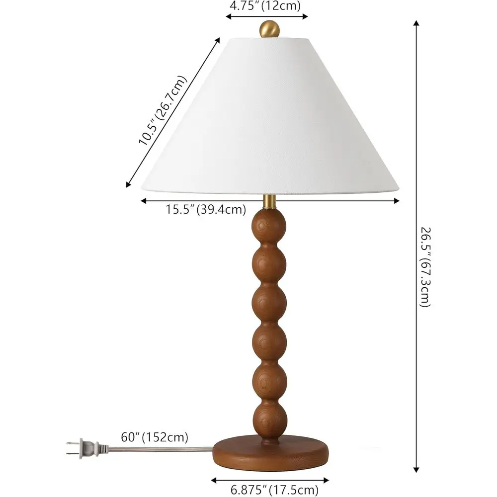 Natural Brown Resin Stacked Ball Table Lamp, 27-inch, LED Bulb Included, Suitable for Bedroom, Living Room, Home Office, Desk, N view 3