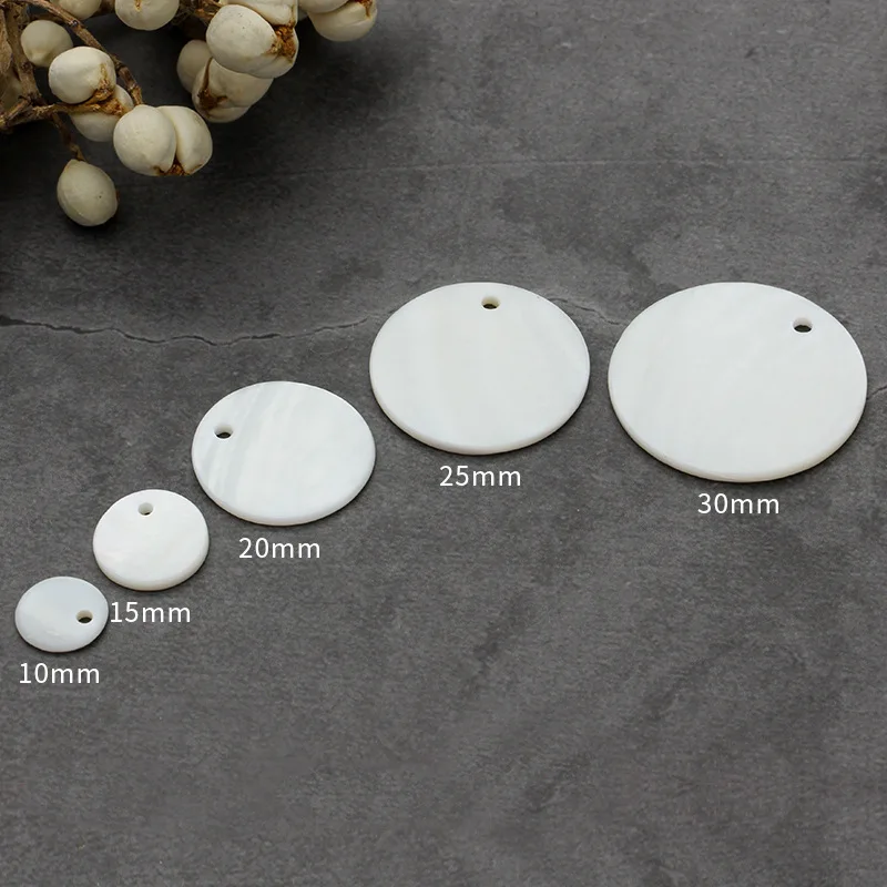 Natural Mother of Pearl Charms Shell White Flat Back Round Coin Pendant Earrings Dangle Necklace Jewelry Handmade DIY Accessory