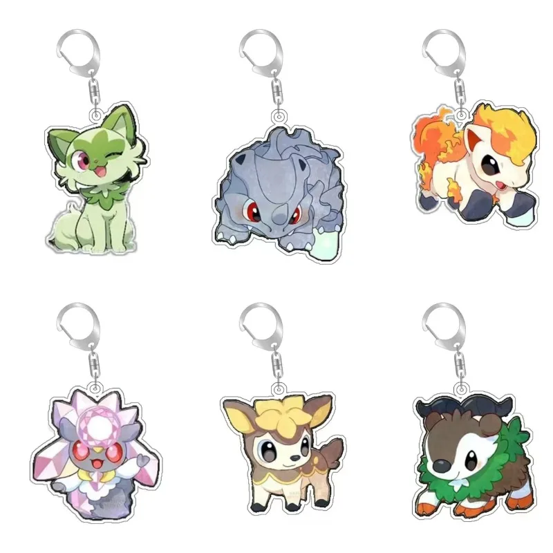 

Cute Baby Sprigatito Diancie series Collection Original Acrylic Handmade Cute Cartoon Anime Keychain Pendant Toy Gift