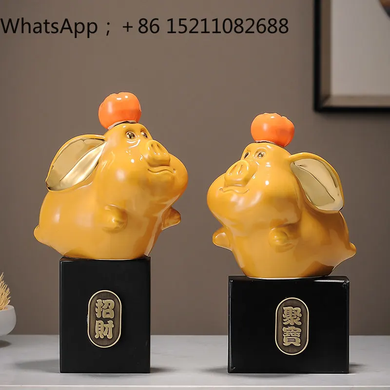 LLY office lucky things pig ornament high sense living room desk TV cabinet wine cabinet decoration housewarming gifts