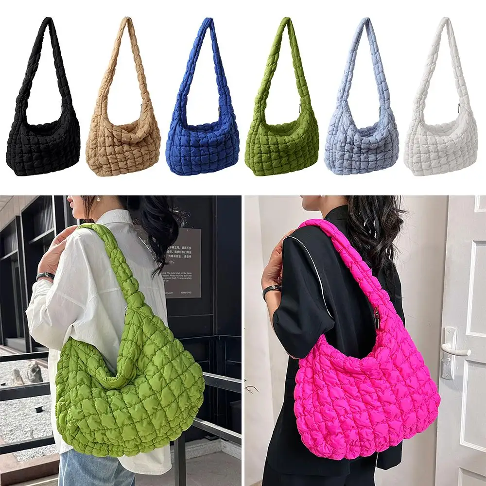 Quilted Tote Bag for Women, Large Puffer Tote Bag, Lightweight Quilted Padding Shoulder Bag, Trendy Y2K Style Crossbody Purse