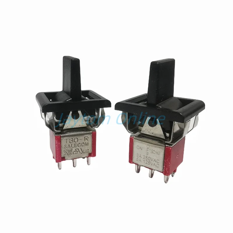 2pcs T80-R Locking Momentary Toggle Switch Snap-in Panel Mount AC250V/3A 125V/5A SPDT 6Pin 3Positions ON OFF (ON) Toggle Switch