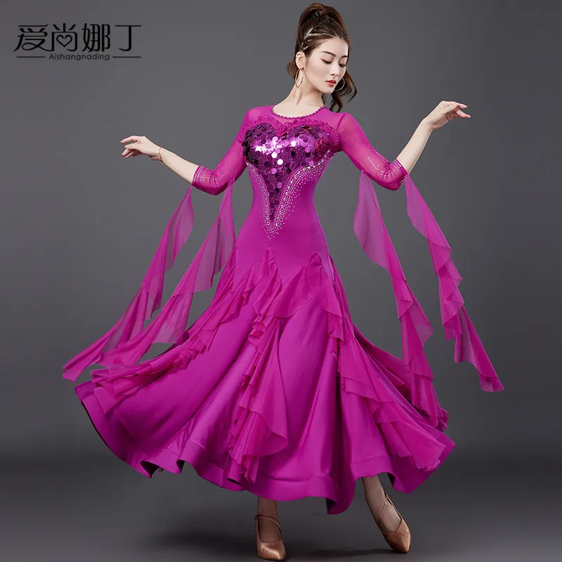 

2026 New Modern Dance Dress National Standard Waltz Competition Table Performance Dress Large Swing Dress 7219