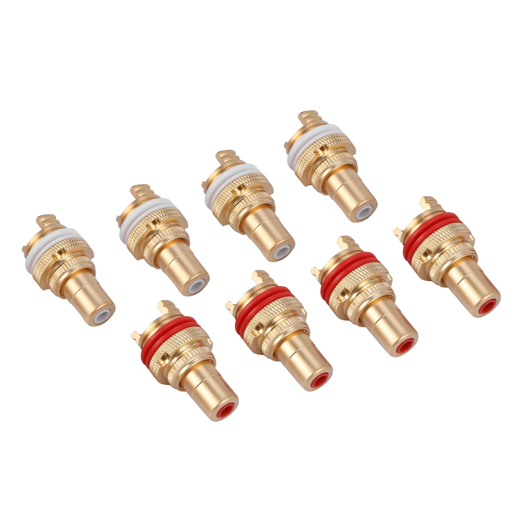 8pcs Red+White RCA Female Socket Chassis High Quality RCA CMC Female Connector Phono Copper Plug Amp HiFi