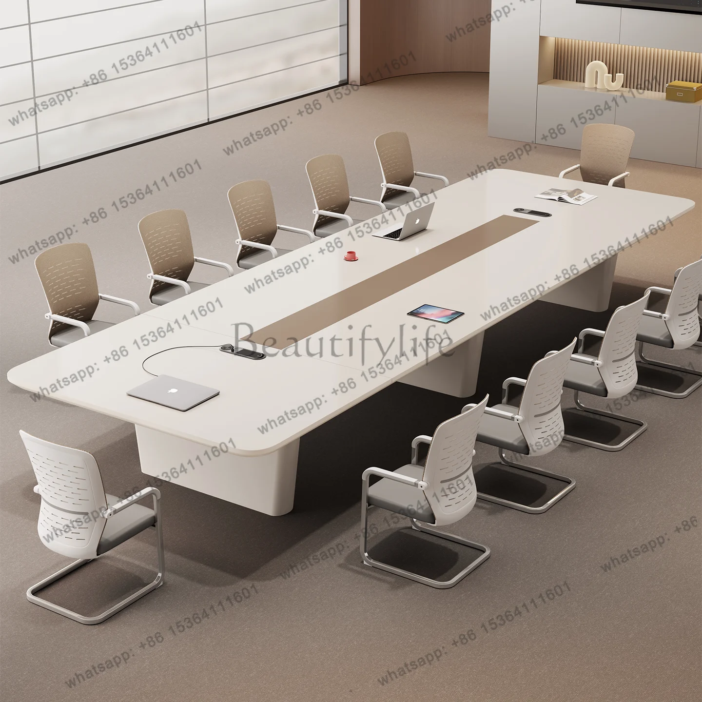 Painted conference table Simple modern light luxury atmosphere conference room