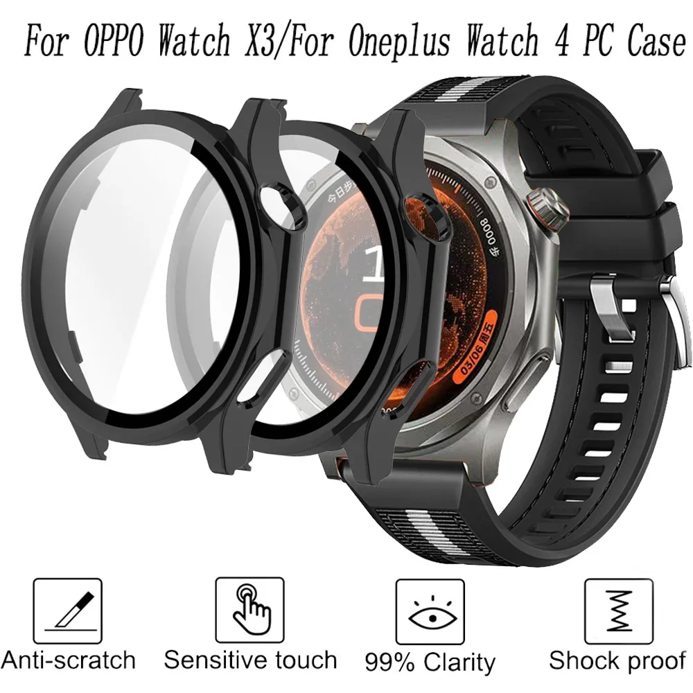 PC Case For OPPO Watch X3 membrane integration Scratch-proof Protective Accessories shell For Oneplus Watch 4 HD Glass and Cover