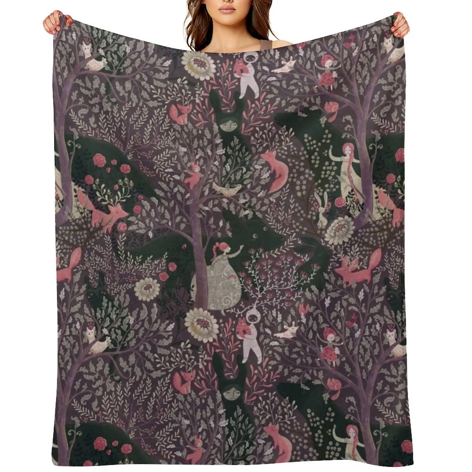 

Whimsical Wonderland in purple Throw Blanket For Baby blankets ands for sofa Retros Blankets