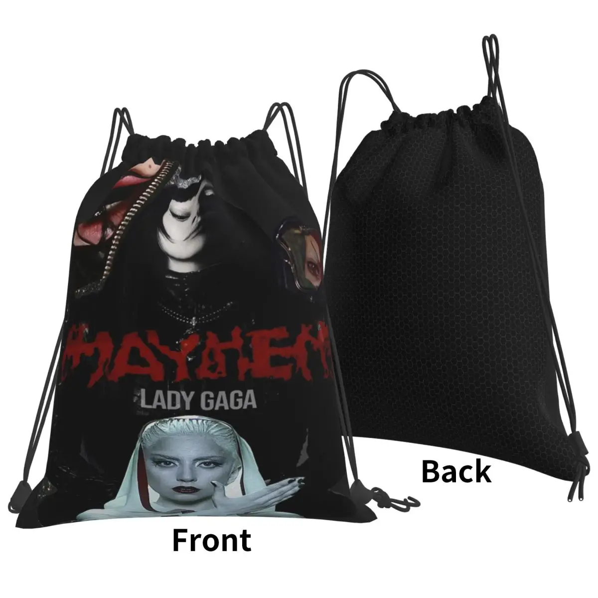 Lady Gaga Mayhem Album Backpacks Multi-function Drawstring Bags Storage Bag Book Bags for Man Woman School