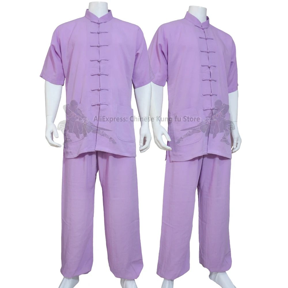 

Custom Cotton Tai chi Suit Shortsleeves Kung fu Martial arts Uniform Wing Chun Wushu Clothes Need Measurements