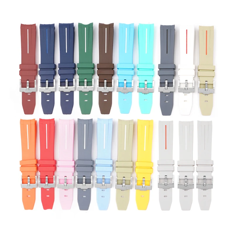 Резиновый ремешок с изогнутым интерфейсом, подходит для MoonSwatch 20 мм, мужские и женские водонепроницаемые спортивные часы-браслет2028