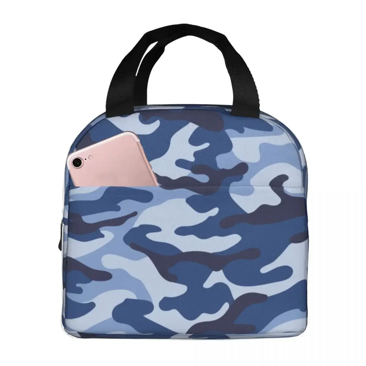 

Camouflage Blue Lunch Bag Portable Insulated Oxford Cooler Thermal Cold Food Picnic Travel Lunch Box for Women Kids