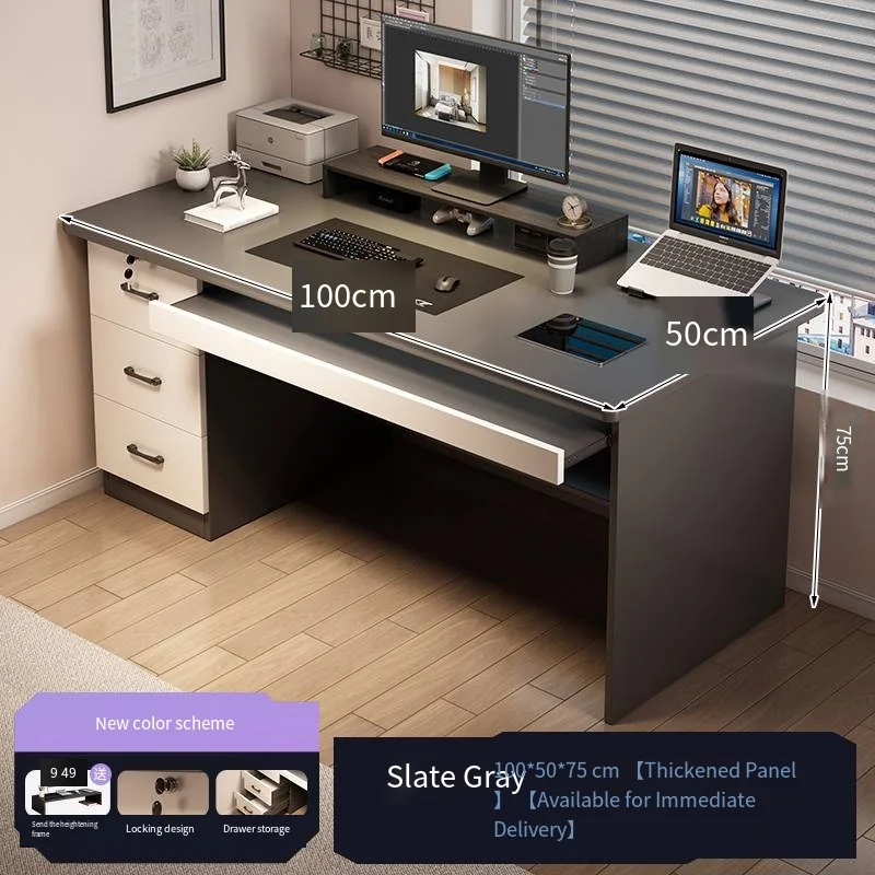 Home Desk Student Writing Study Simple Computer Desk Desktop with Drawer Lock Bedroom Desk