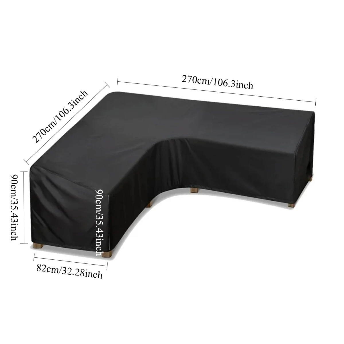 Funda para Sofá en Forma de L y en Forma de V | Tela Oxford con revestimiento de PA y cierre con cordón, se adapta a la mayoría de sofás en forma de L y mesas de centro