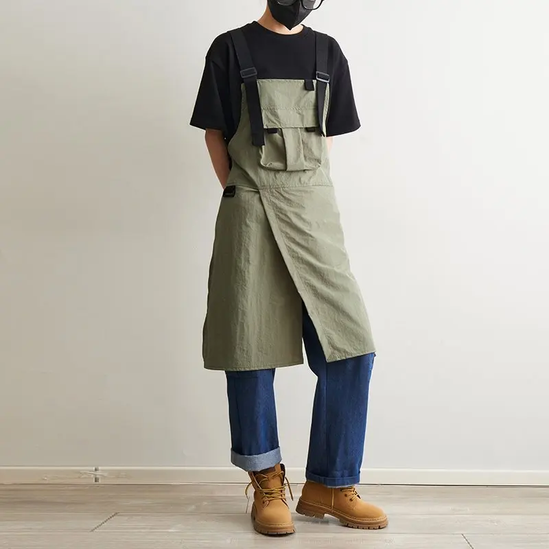 Long Adjustable Cross Strap Apron with Split Leg Design Suitable for Coffee Shop Server Art Students Home Cleaning