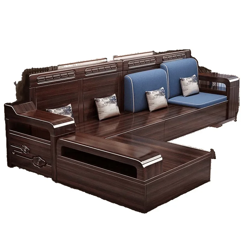 Modern new Chinese-style solid wood sofa living room home winter and summer dual-purpose fifth day purple gold sandalwood small