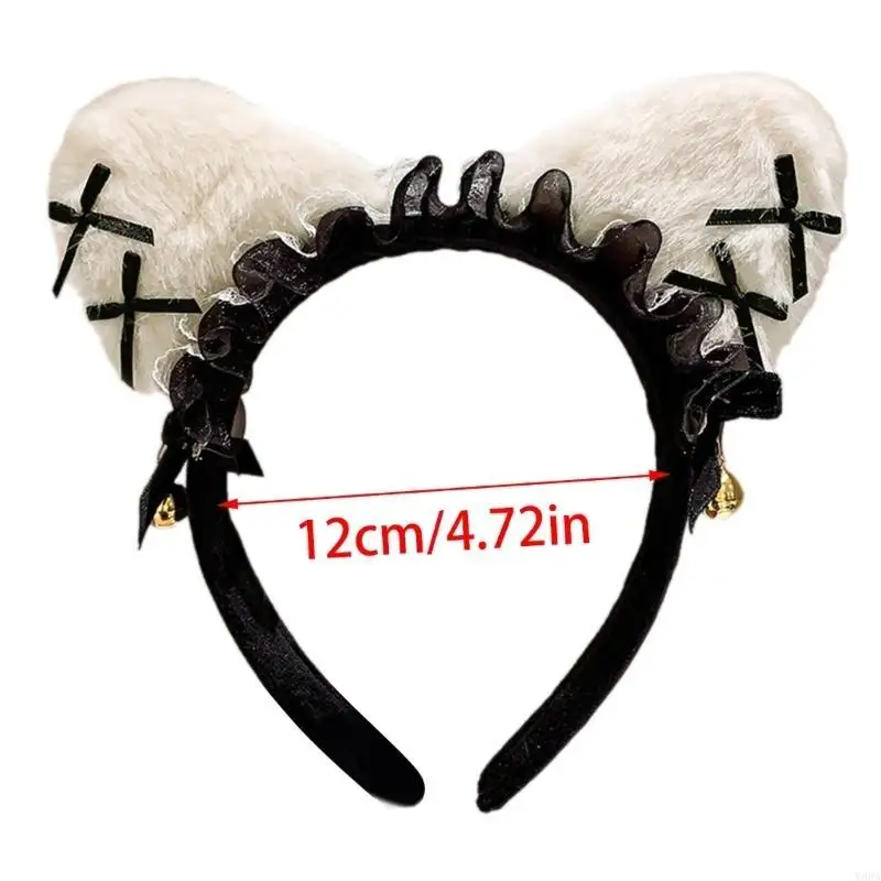 Y88a diadema diadema encaje gatos bowtie oído para cabello para mujeres festival fiesta halloween accesorios