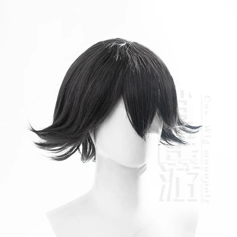 Edogawa Rampo Cosplay Anime Bungo Stray Dogs 30CM Short Black Heat-resistant Synthetic Hair Halloween Party Cosplay Wigs+wig Cap