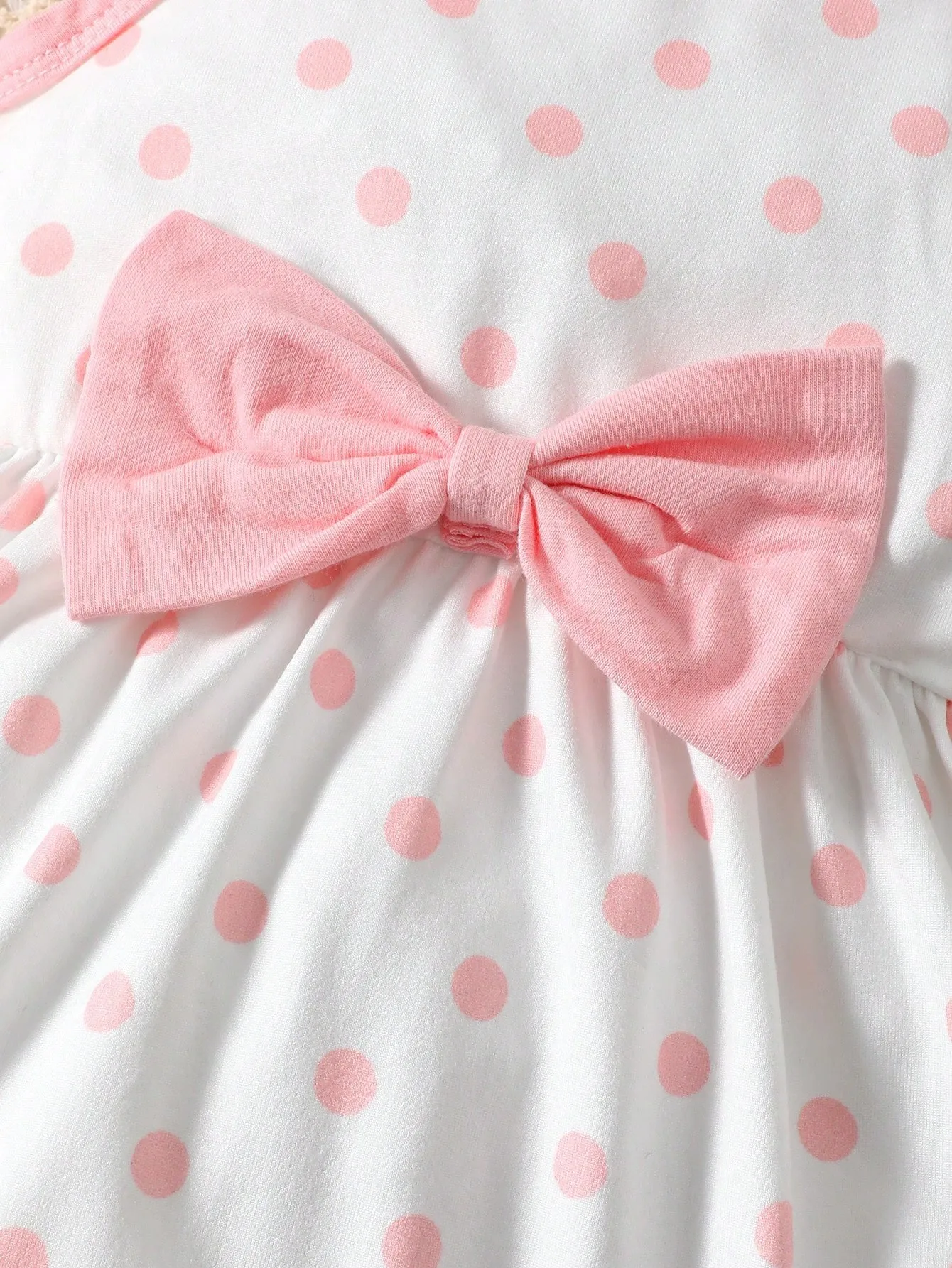 Baby Girl Ruffle Hem Jacket & Polka Dot Print Bow Front Dress