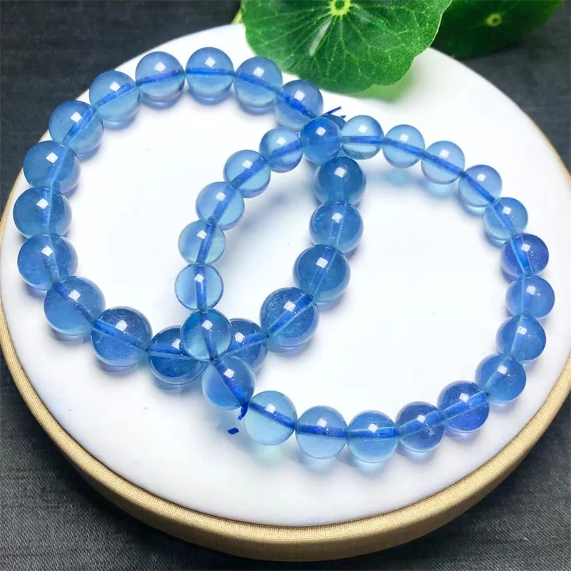 Natural Aquamarine Bracelet Women Reiki Healing Fengshui Lucky Bangles Women Hoilday Gift 1PCS 8/10MM