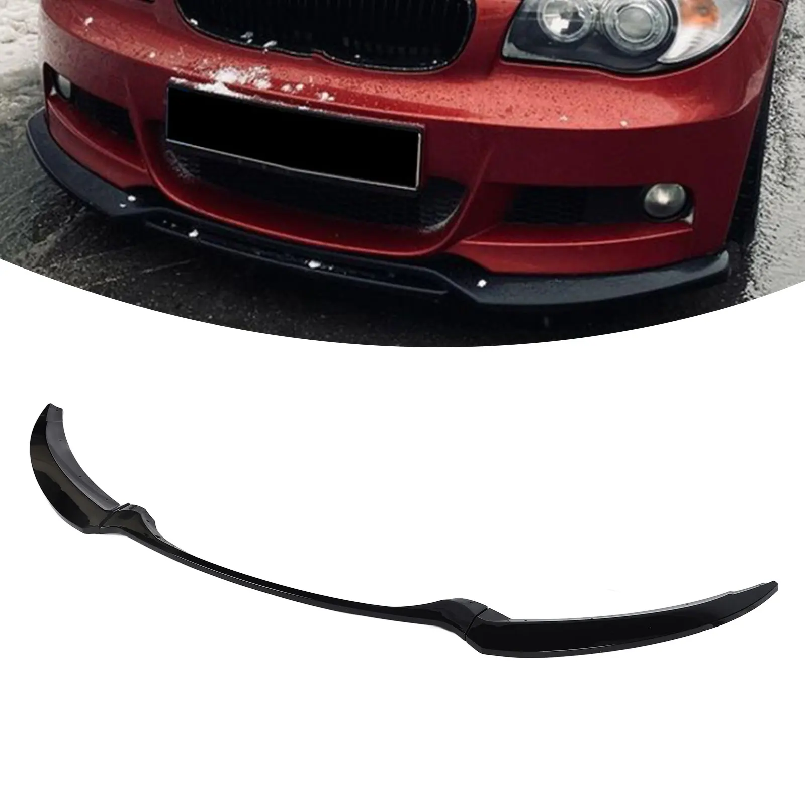 4Pcs Front Bumper Lip Spoiler Sturdy Stylish Front Bumper Lip Splitter For 1 Series E82 E88 FACELIFT M‑PACK