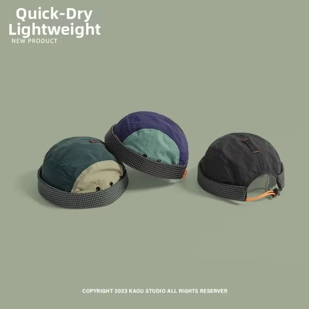 New Quick-drying 5-panel Cap Solid Color Anti-UV Beanies Hat Adjustable Brimless Cap Men