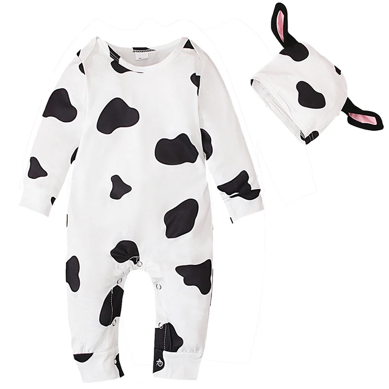 2Piece Set Spring Summer Newborn Girls Clothes Cartoon Cute Long Sleeve Cotton Boy Jumpsuits Romper+Hat Toddler Costume BC2275