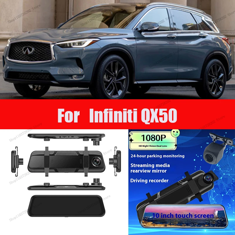 

For Infiniti QX50 4K WIFI GPS Car Dvr Mirror Dash CamDual Lens Dashcam Drive Recorder Stream RearView Mirror IPS Screen Camera