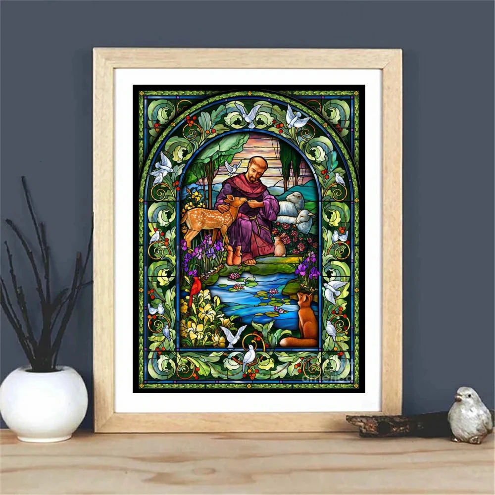 St. Francis of Assisi AB Diamond Painting Handicrafts Christian Religion Mosaic Rhinestone Cross Stitch Embroidery Home Decor