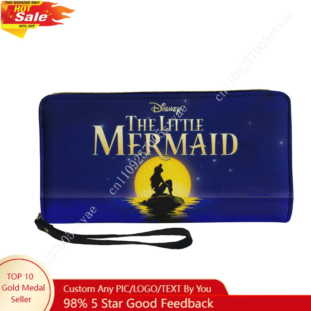 

Кошелек Disney Ariel The Little Mermaid на заказ, кошелек-портмоне Dance Moonwalk, мужские и женские длинные кошельки на молнии, кошелек с двойным принтом, подарочная сумка