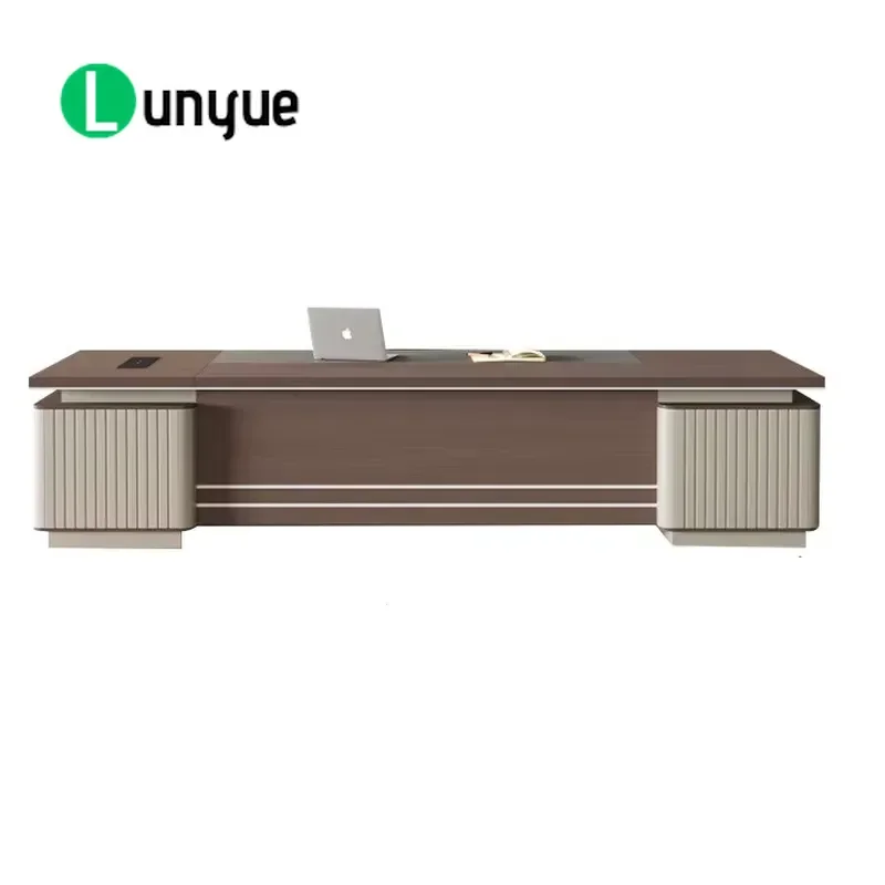 Modern Luxury Executive Desk Wooden Melamine Board with Side Locker Eco Friendly Modular Office Furniture for School Building