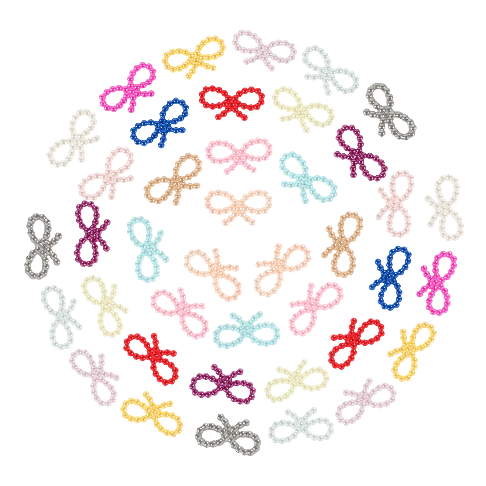 

100pcs Hollow Bow DIY Project Pearl Bowknot Wedding Decoration Tie Cute Nail Craft Simulated Abs Accessory