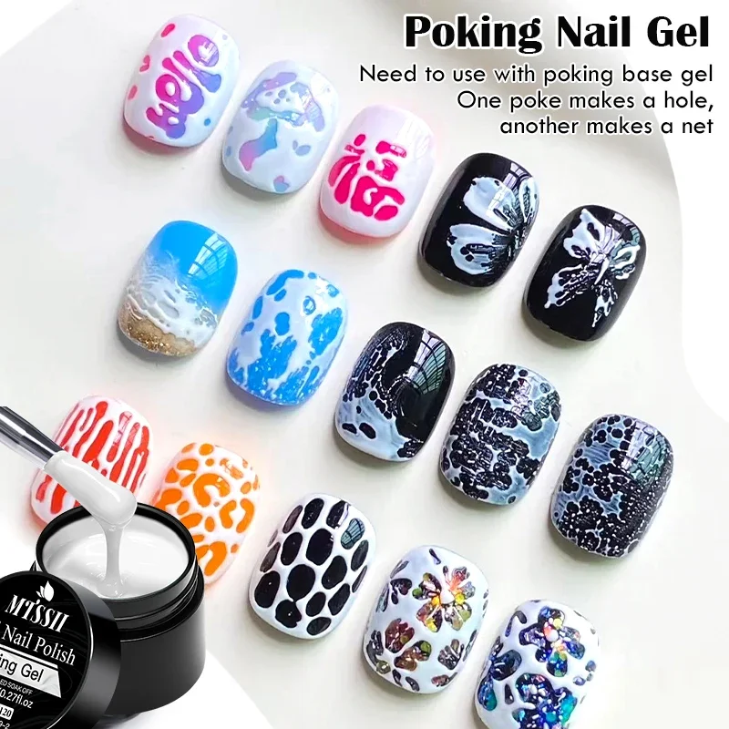 3/6개 블랙 화이트 포킹 네일 젤 폴리쉬 도구 세트 포크 네일 아트 글루 버블 오션 웨이브 텍스처 홀로 페인팅 UV 젤 바니쉬