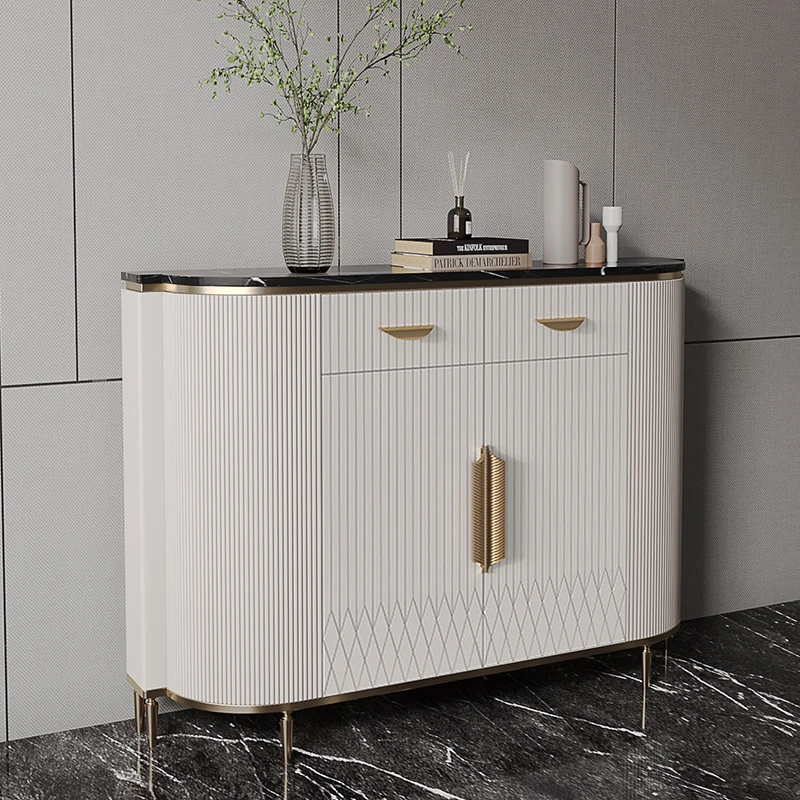 

Modern minimalist porch cabinet Italian light luxury marble countertop dining cabinet Home decoration bucket cabinet Living room