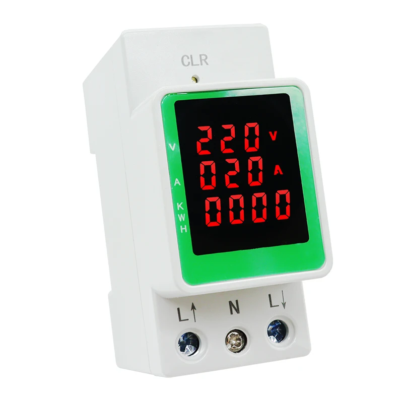 Din Rail Multifunction Digital Ammeter Voltmeter Power Energy Meter 100A AC80-270V Voltage Current Kwh Meter TY2P-UID