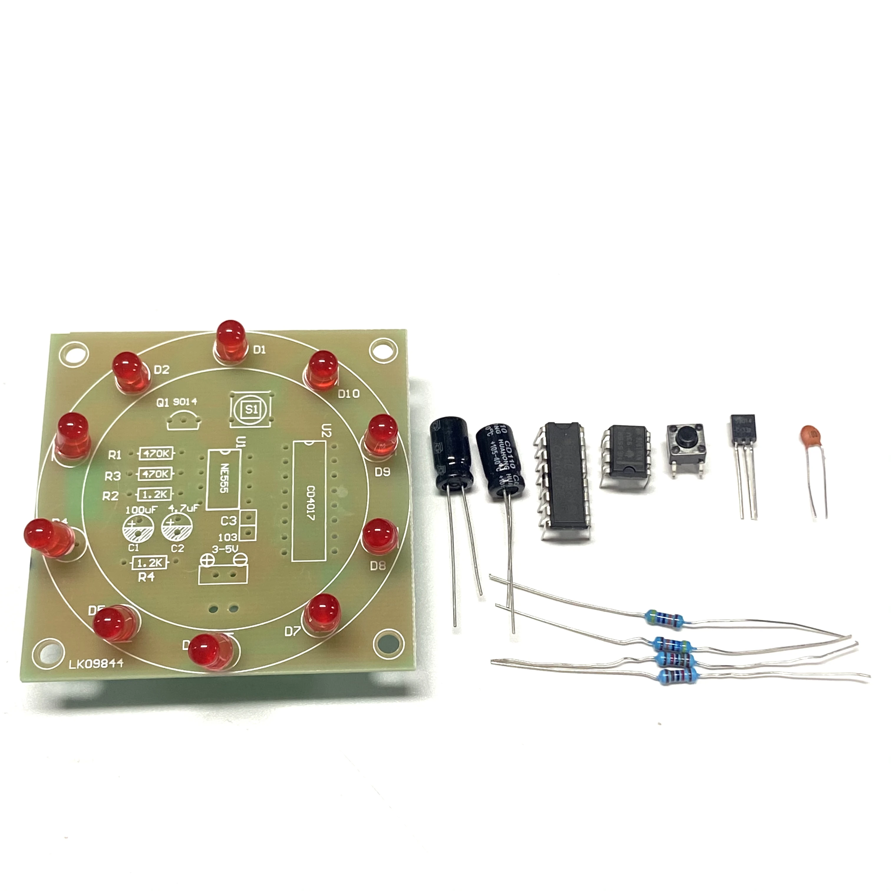 1PCS Lucky Rotary Suite Electronic Suite NE555 CD4017 Self DIY LED Light Kits Production Parts And Components 3-5V