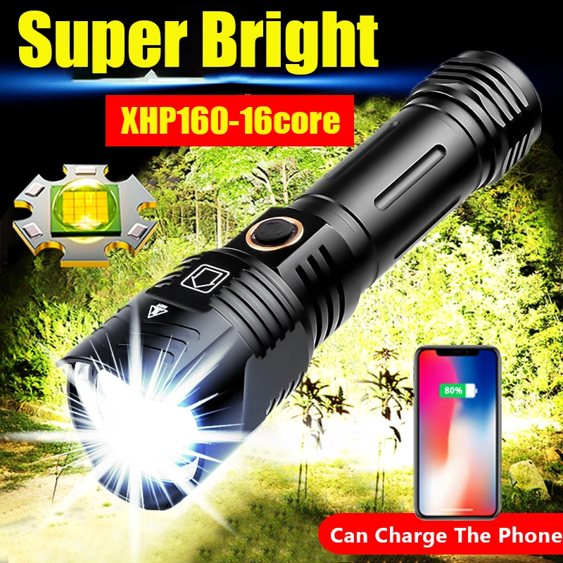 10000000LM 800W LED Flashlight Rechargeable Torch Lamp High Power Flashlight Tactical Lantern Long Shot Hand Lamp For Camping