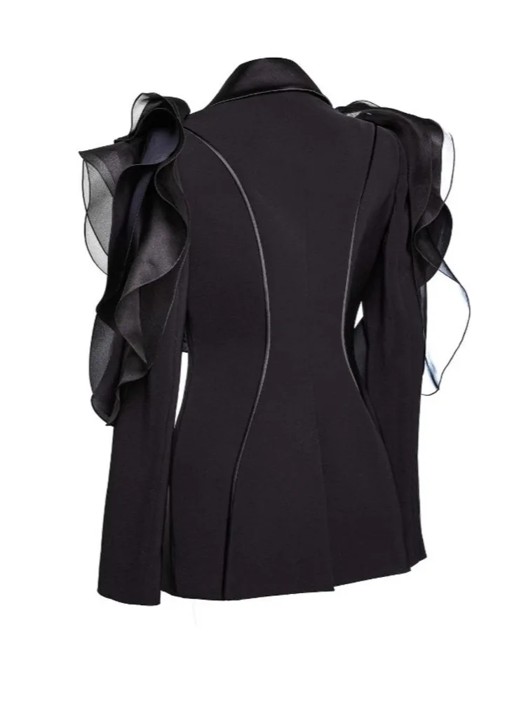 ZOCI Niche Design سترات نسائية ثلاثية الأبعاد مُزينة بقطع القماش سترات غير منتظمة معاطف ضيقة للمعاطف النسائية 2025 ربيع جديد FC1354 #4