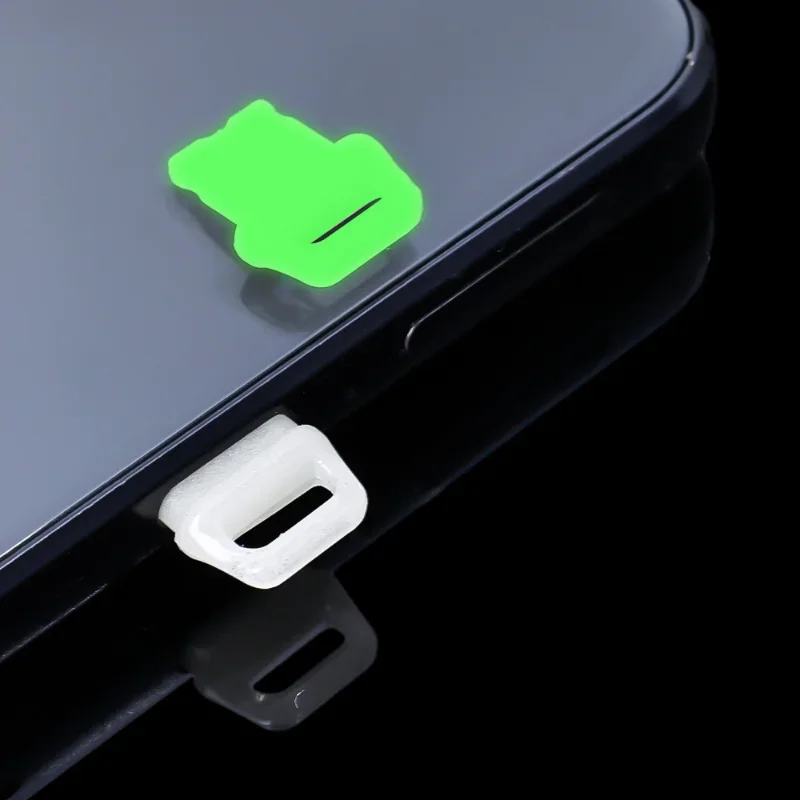 Luminous DIY Dust Plug For iPhone Samsung ios Mi Lighting Charging Port Anti dust Proof Night Light Stopper Anti Lost Cap