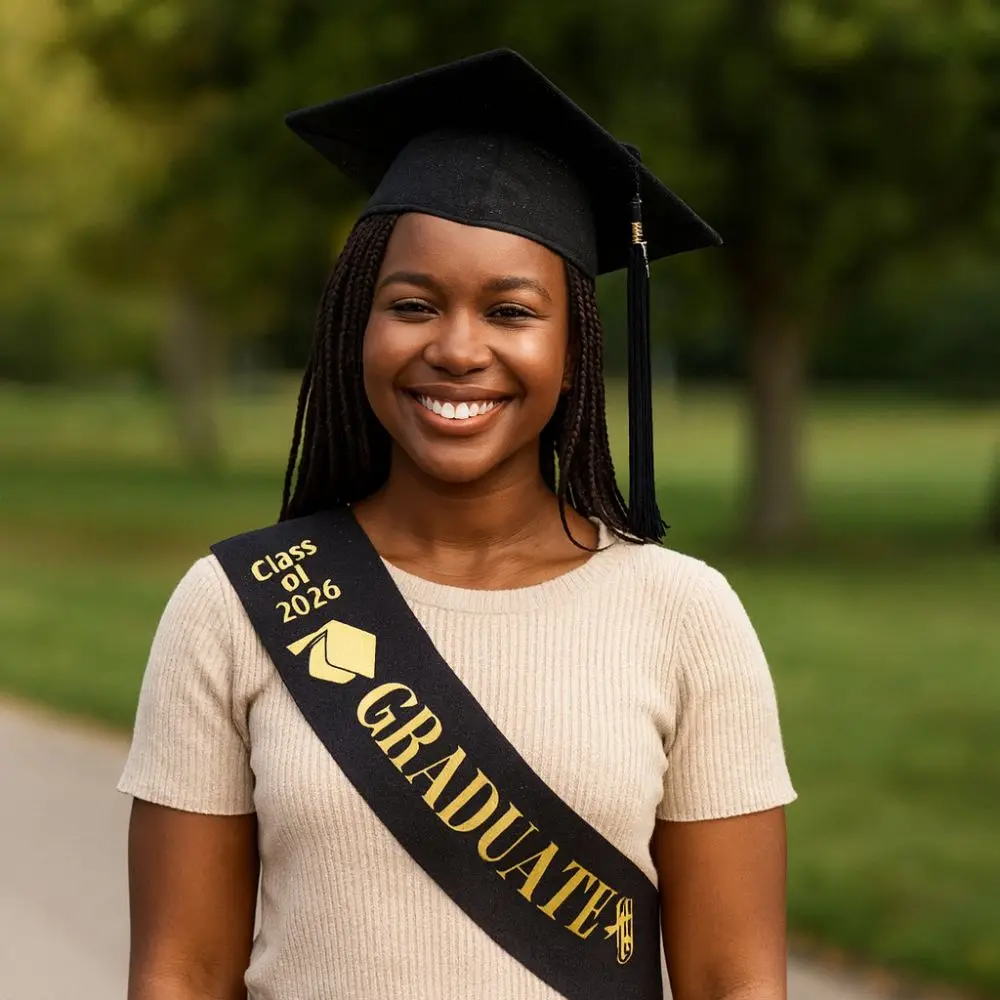 

Class of 2026 2026 Graduation Sash Black White Decoration Congratulations Straps Unique Glitter Bachelor Sash Photobooth